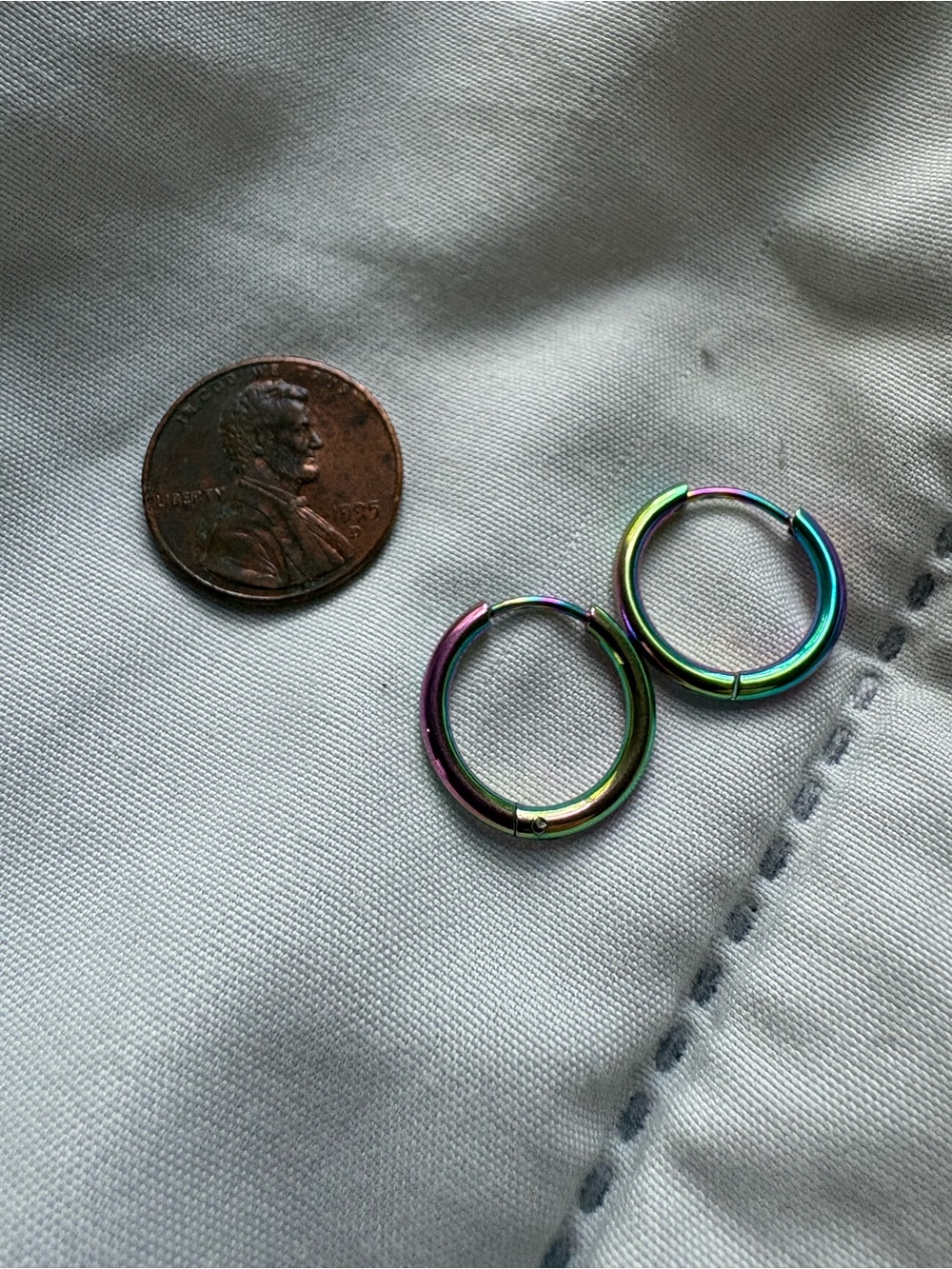 Rainbow  Hoop Earrings - Small Huggie Style